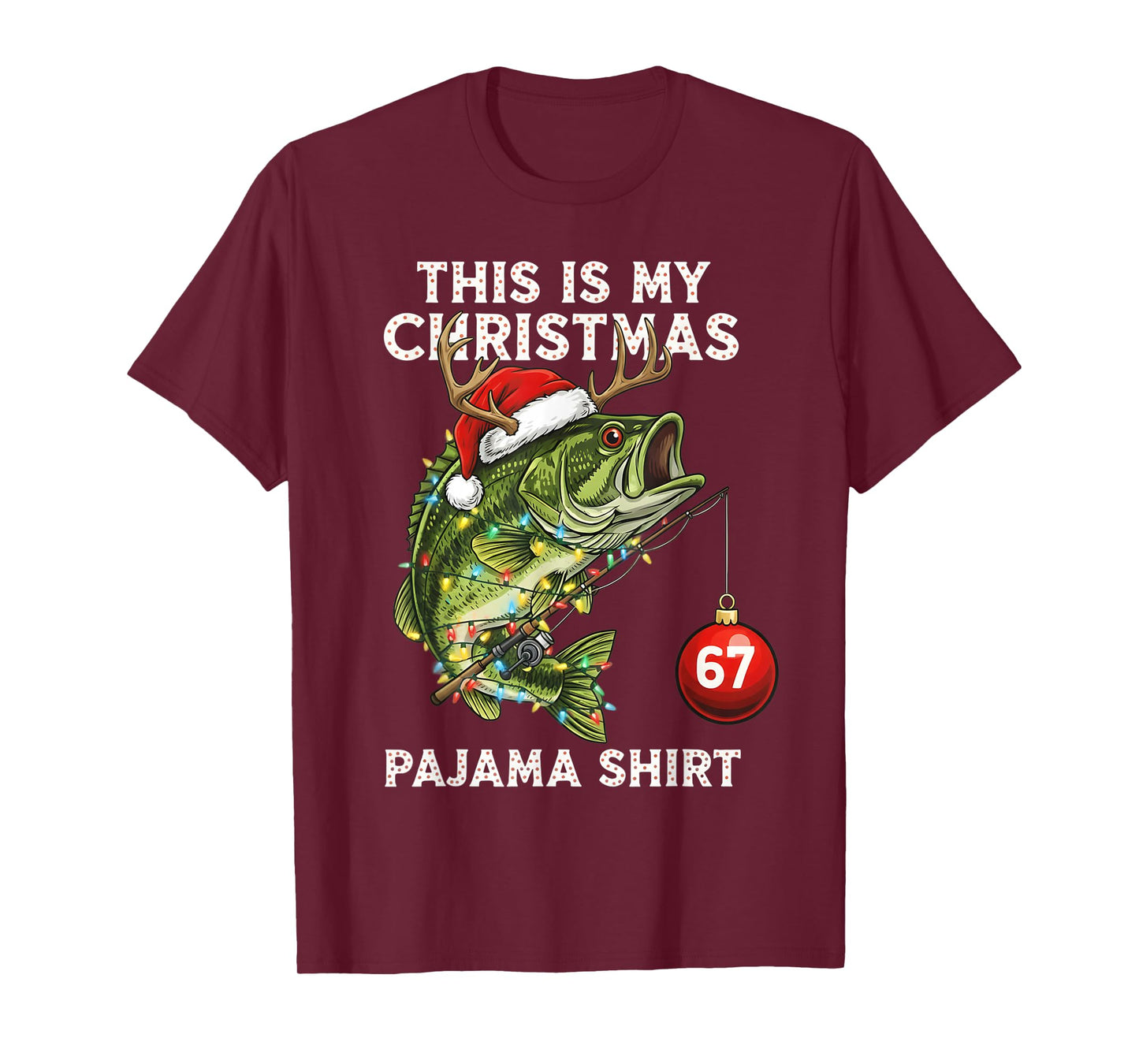 This is My Christmas Pajama Bass Fish Santa Hat Toddler Boys T-Shirt