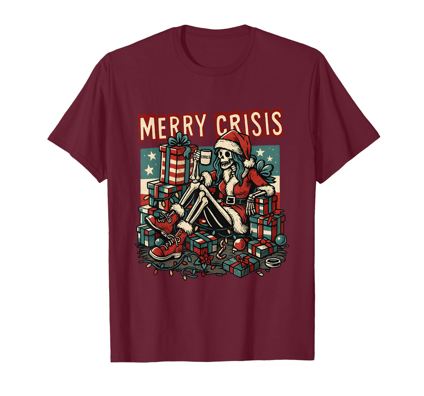 Merry Crisis Skeleton Funny Holiday T-Shirt