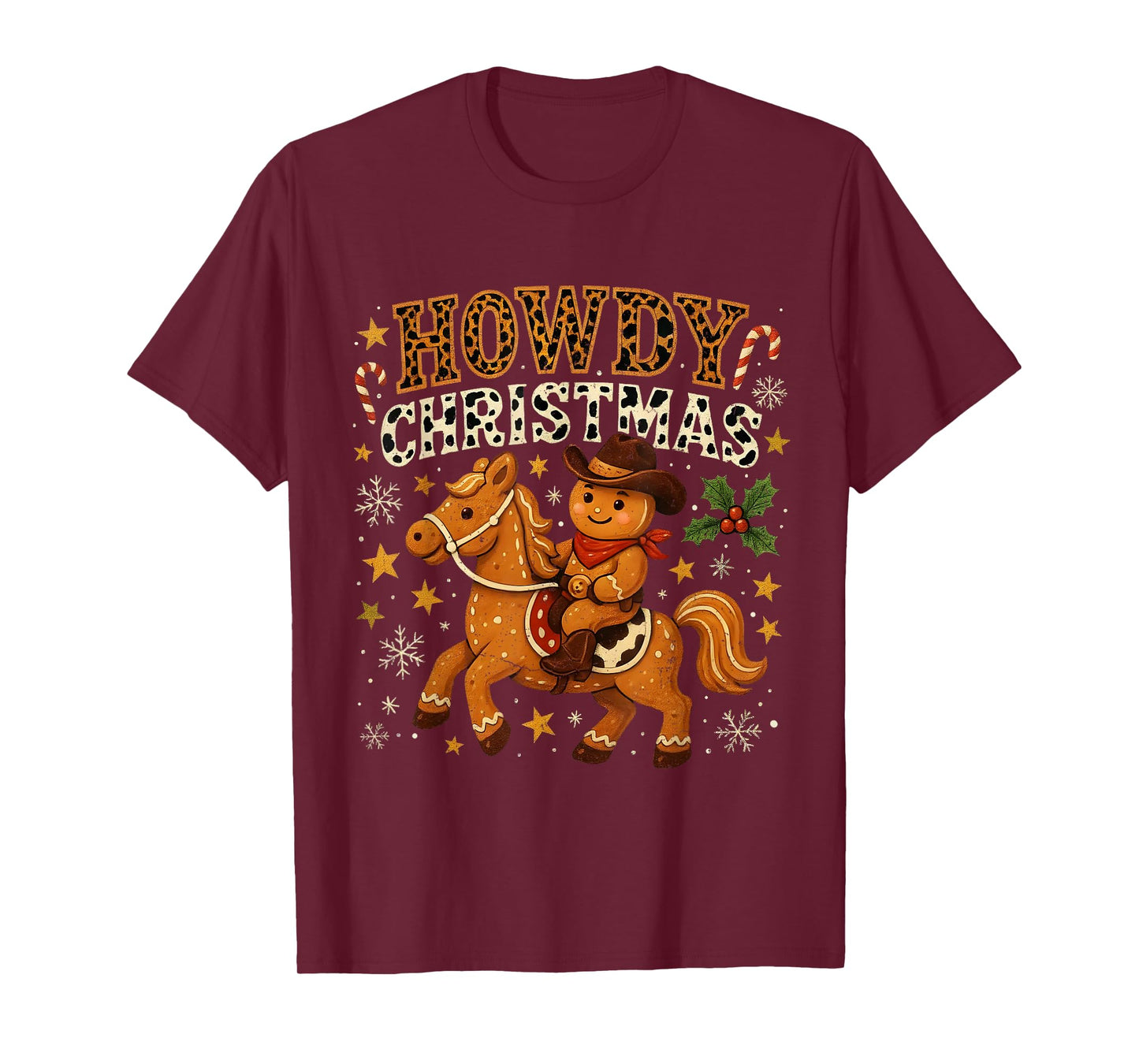 Howdy Christmas Cowboy Gingerbread Design T-Shirt