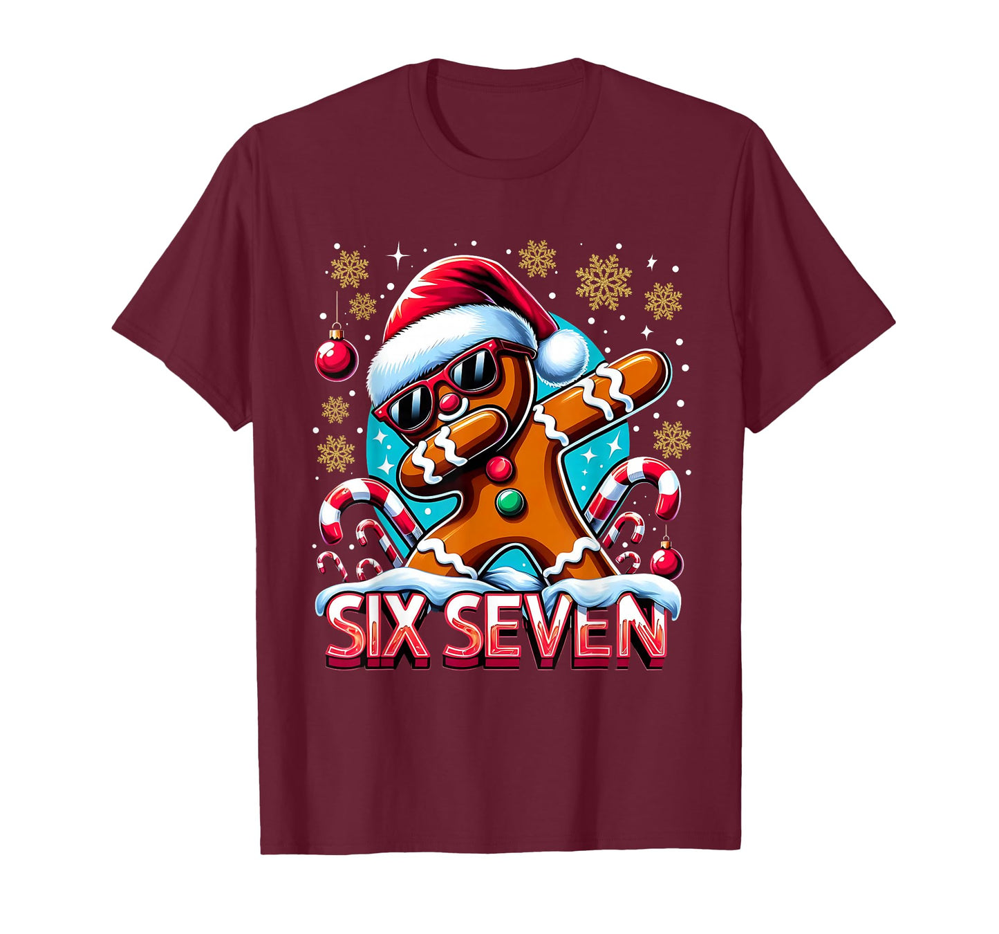 Six Seven Funny Gingerbread Christmas Design T-Shirt