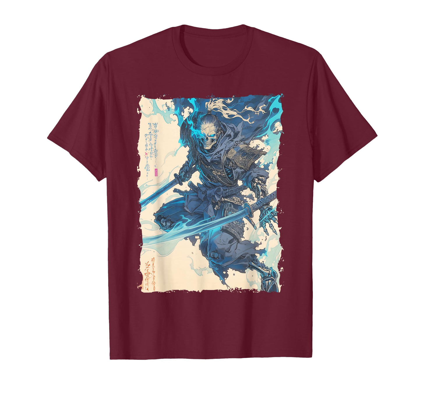 Skeleton Samurai Skull - Ukiyo-e Undead T-Shirt