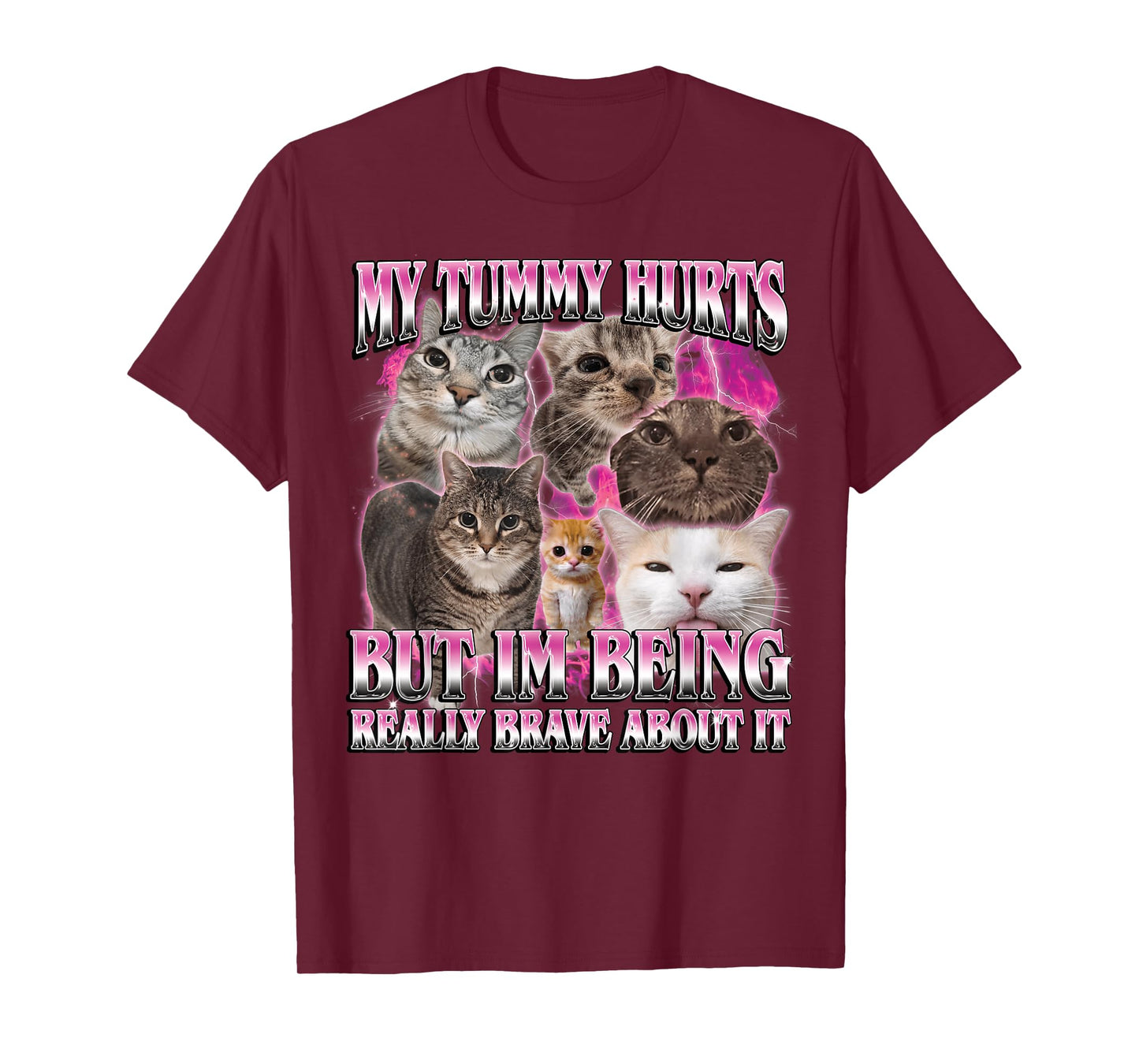 My Tummy Hurts Funny Brainrot Stupid Dank Cat Meme Graphic T-Shirt