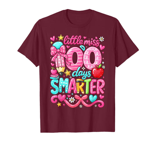 Little Miss 100 Days Smarter Girl Pencil Coquette Bow T-Shirt