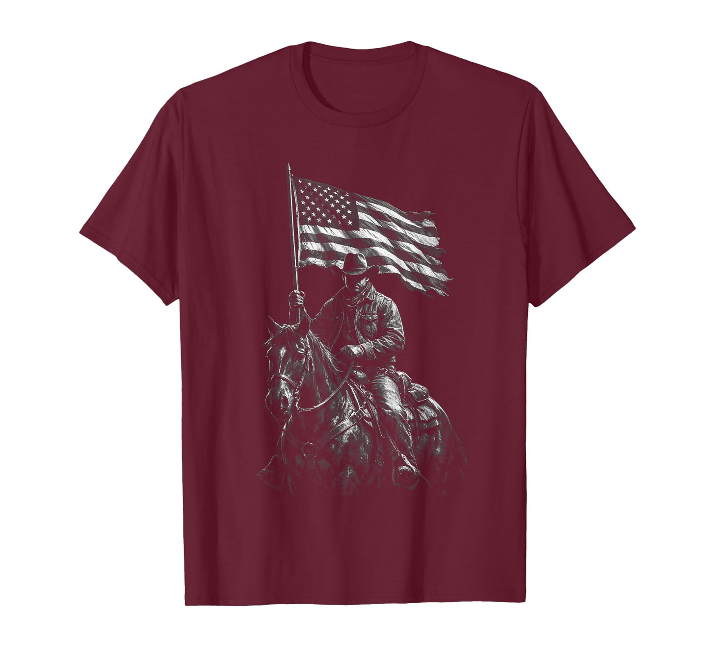 Patriotic Western Cowboy on Horse – American Pride Art T-Shirt