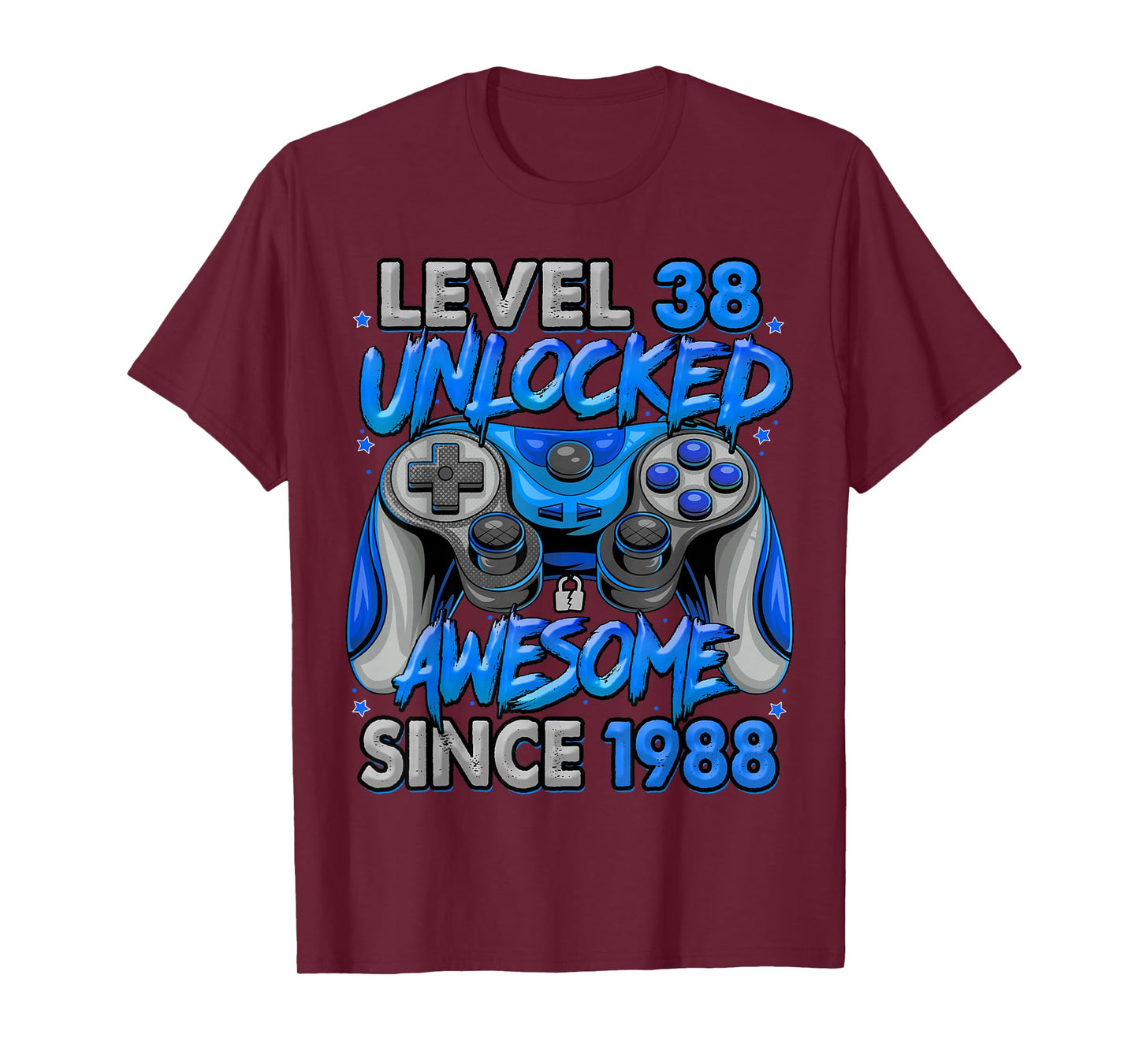 Level 38 Unlocked Awesome Since 1988 38th Birthday Gaming T-Shirt