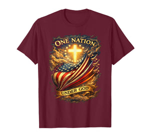 250 Years American Flag Cross USA 250th Under God Patriotic T-Shirt