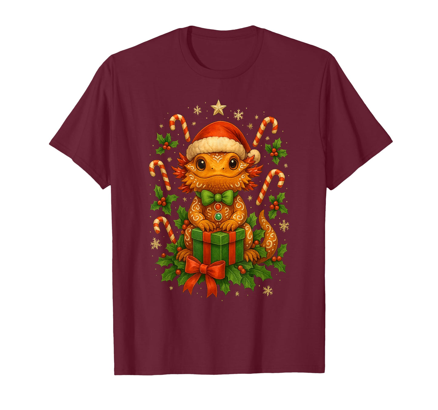 Funny Gingerbread Bearded Dragon Cute Christmas Candy T-Shirt