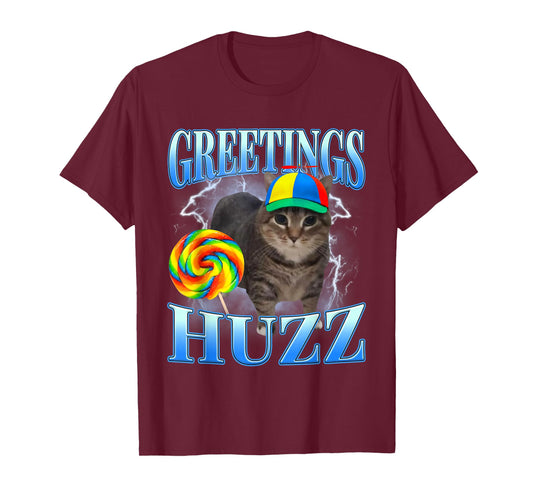 Greetings Huzz Funny Lollipop Silly Cat Meme Men Women Kids T-Shirt