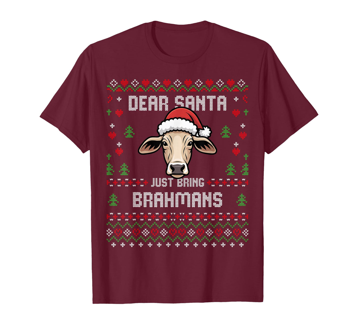 Brahman Cow Christmas Cattle Ugly Xmas Sweater Rancher T-Shirt