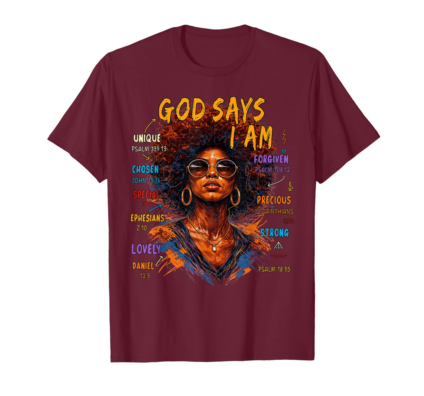 Womens Black Girl Queen God Says I Am Melanin History Month T-Shirt