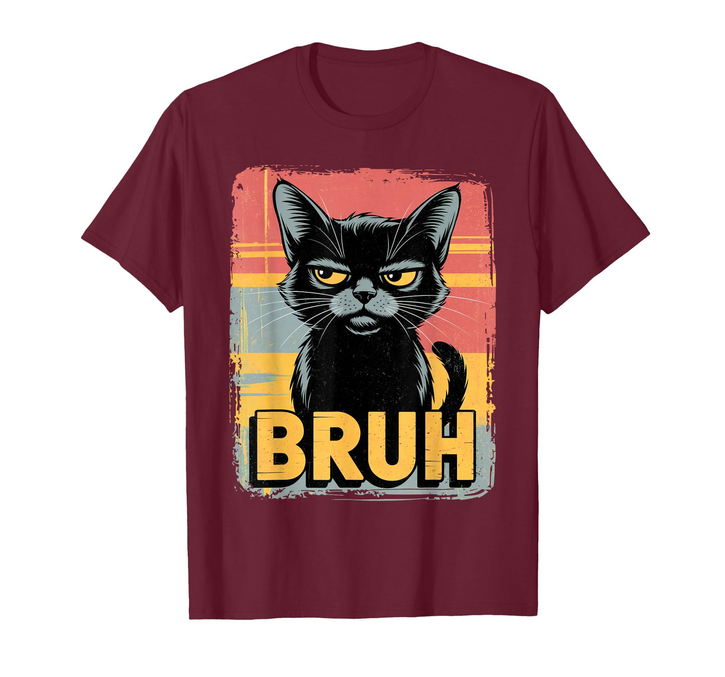 Sarcastic Bruh Anime - Grumpy Cartoon Meme Graphic Funny Cat T-Shirt