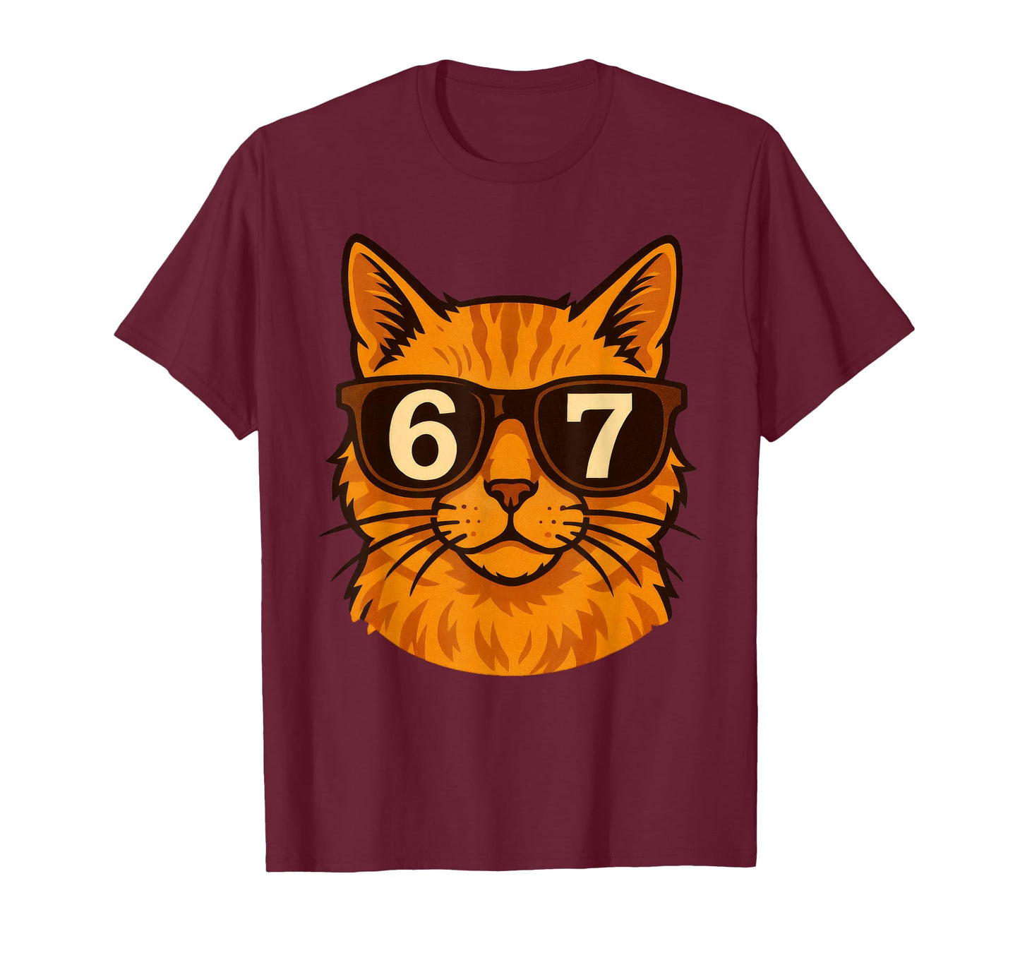 Funny Orange Cat Sunglasses 67 Six Seven Meme T-Shirt