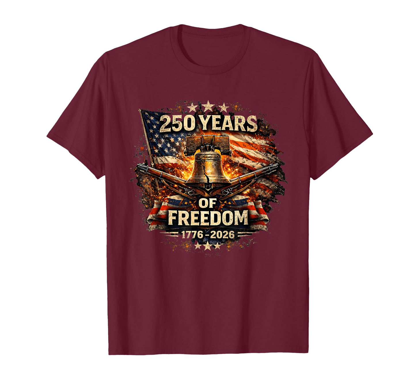 250 Years of Freedom 1776–2026 Patriotic Liberty Bell USA T-Shirt
