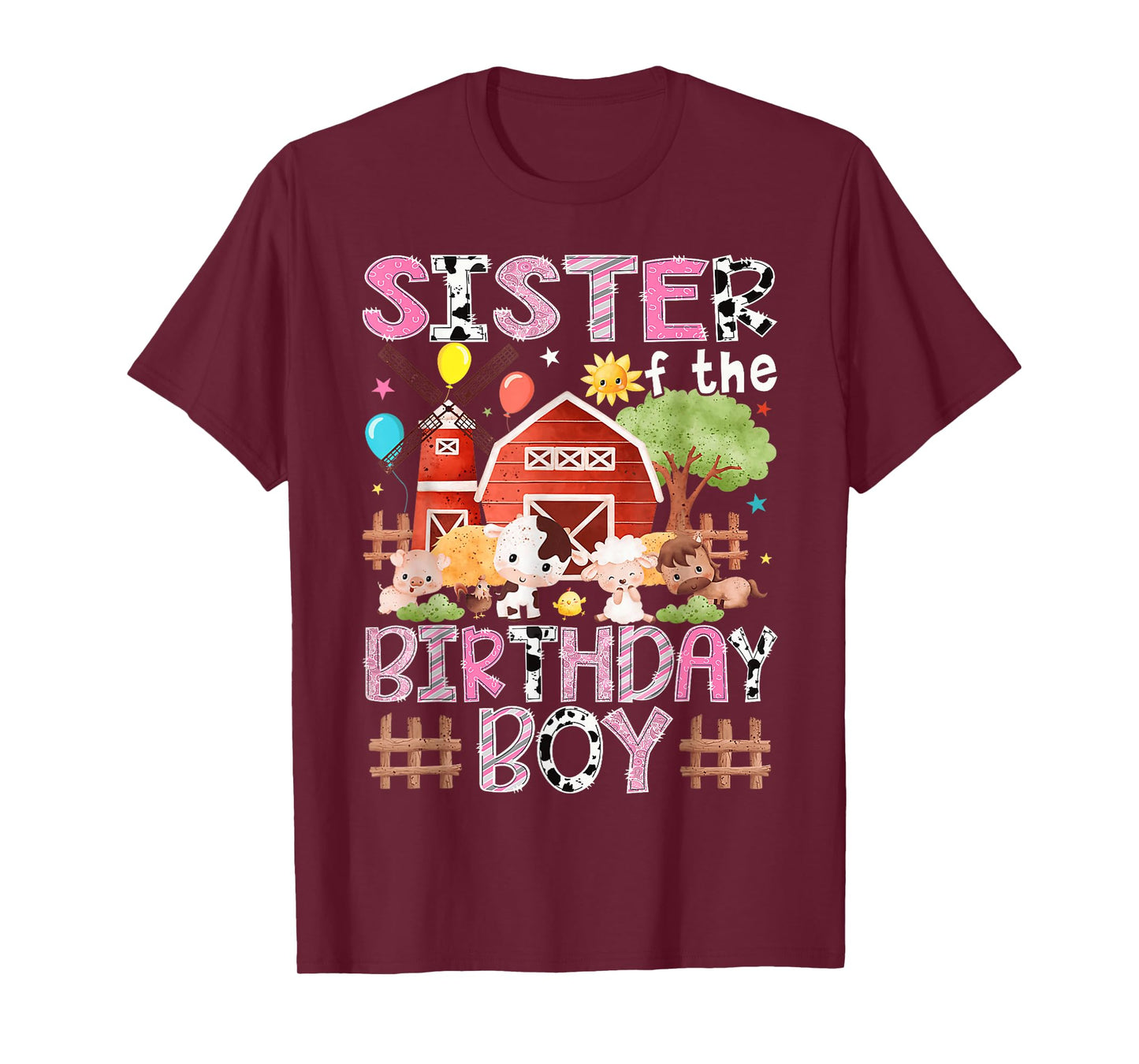 Sister of The Birthday Boy Farm Animals Matching T-Shirt