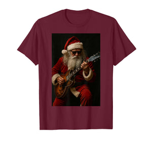 Santa Claus Shredding Guitar Christmas Music Fan T-Shirt