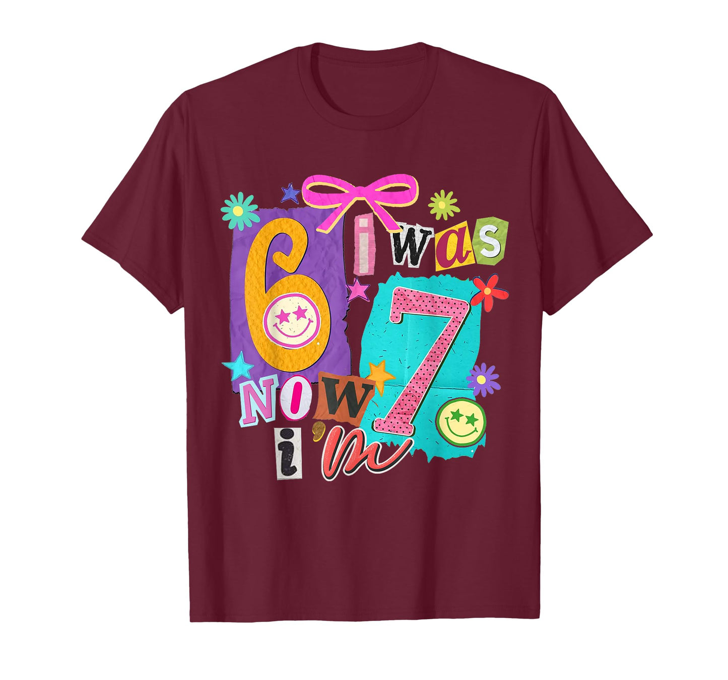 I was 6 Now I'm 7 67 Six Seven Meme 7 Years Old Birthday T-Shirt