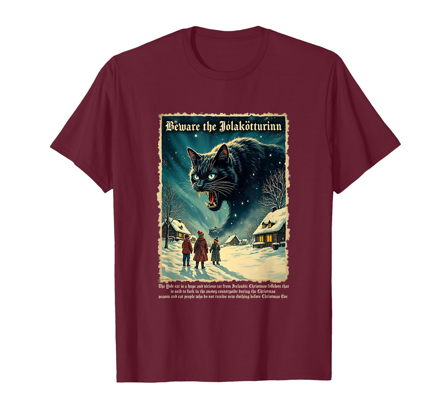 Vintage Yule Cat Beware Jolakotturinn Icelandic Christmas T-Shirt