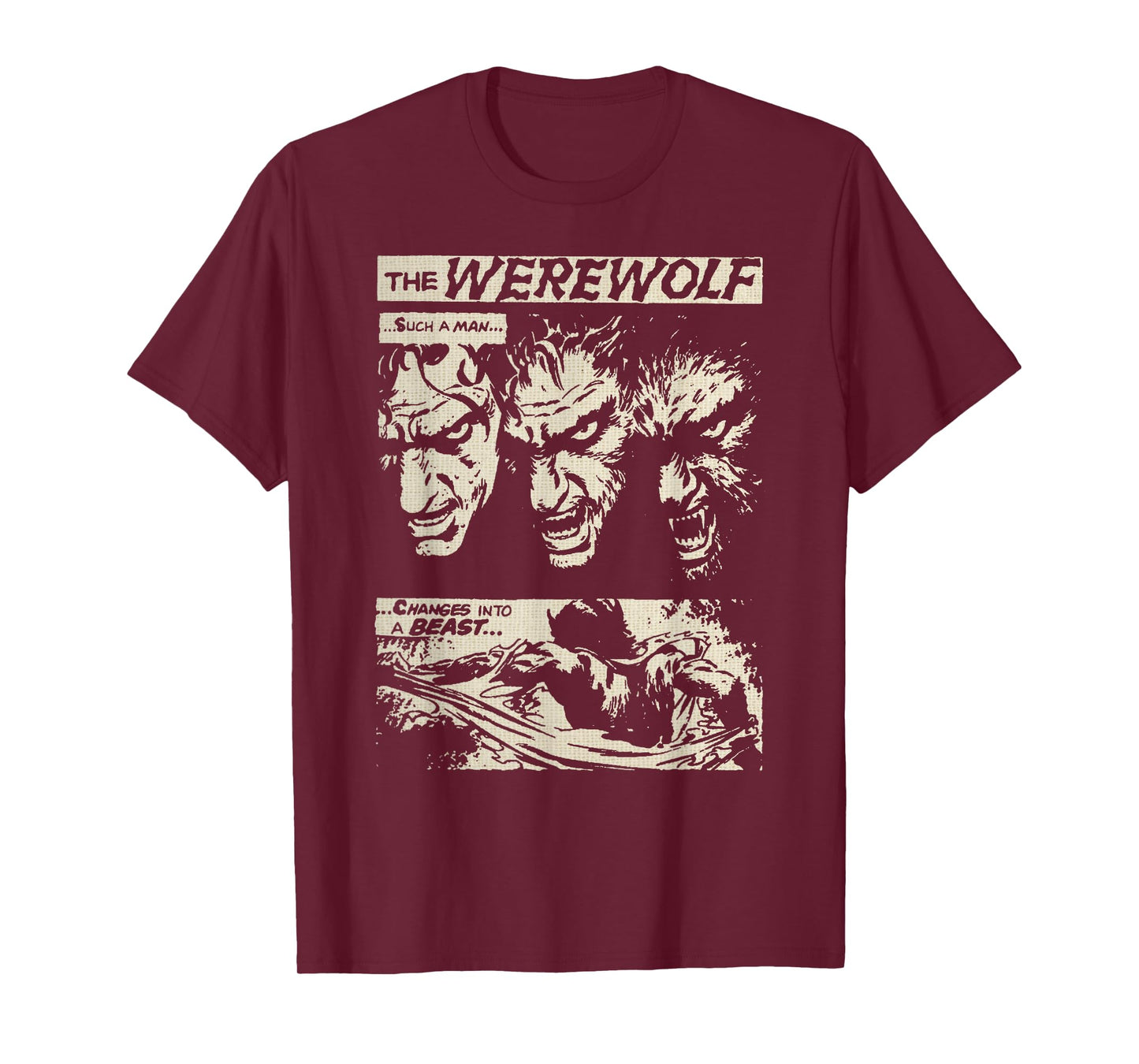 Classic Horror Movie Monster Horror Comic Werewolf Man Wolf T-Shirt