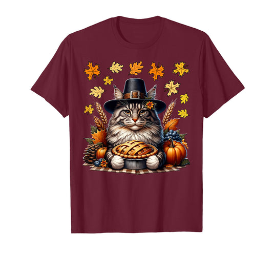 Maine Coon Thanksgiving Maine Coon Cat Thanksgiving T-Shirt