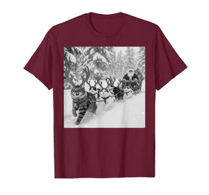 Funny Christmas Santa Sleigh Cats Reindeer Selfie Xmas Meme T-Shirt