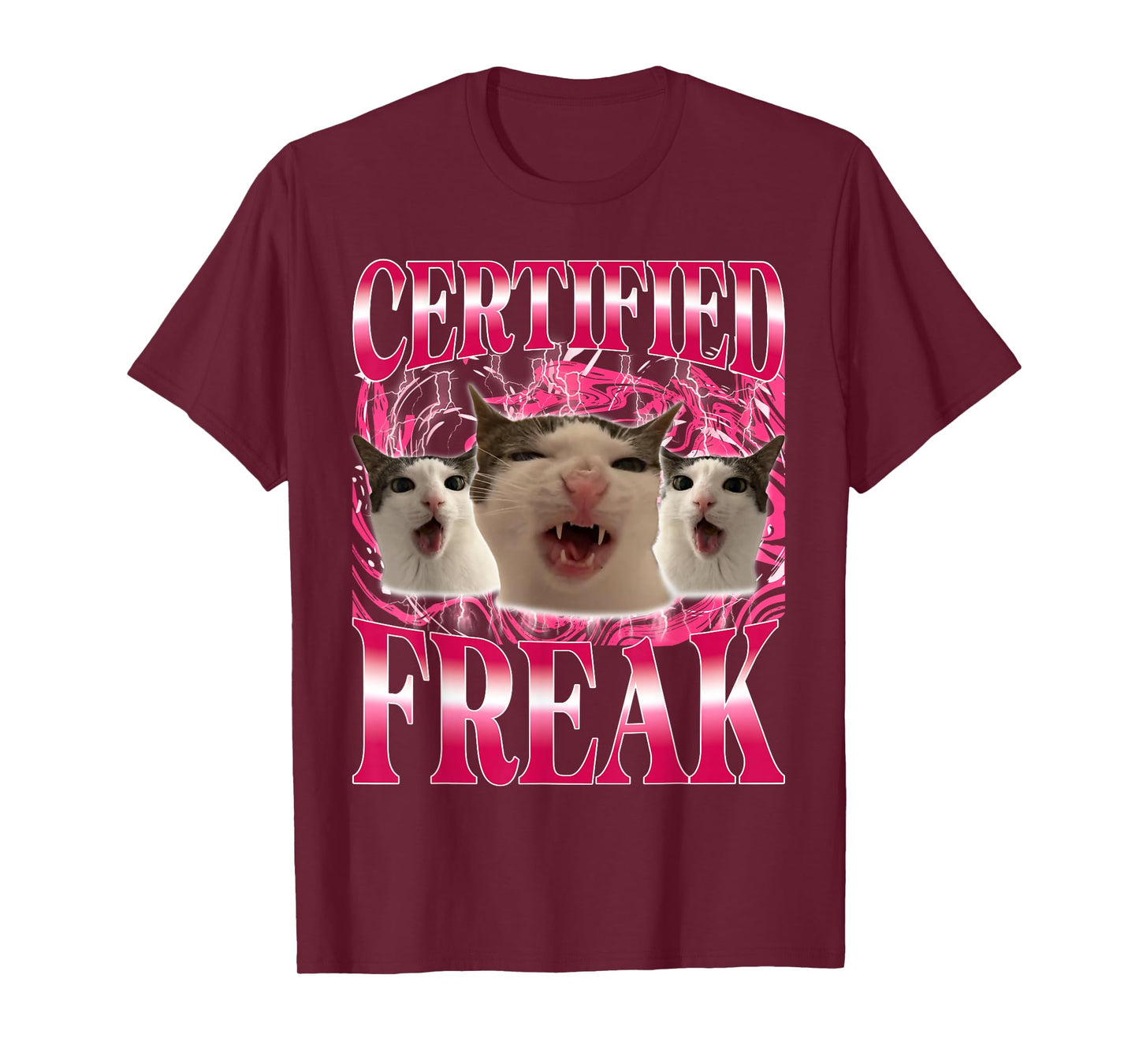 Certified Freak Eat Cement Cursed Cat Funny Cat Meme T-Shirt