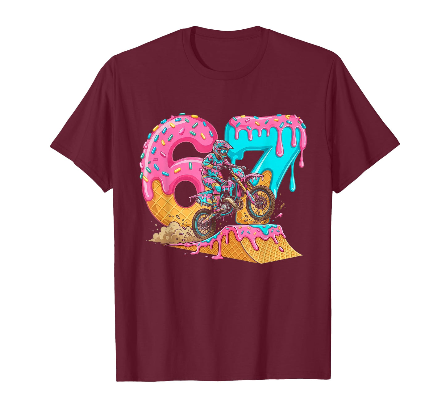 67 Meme Motocross Dirt Bike Drip Funny Number Six Seven T-Shirt