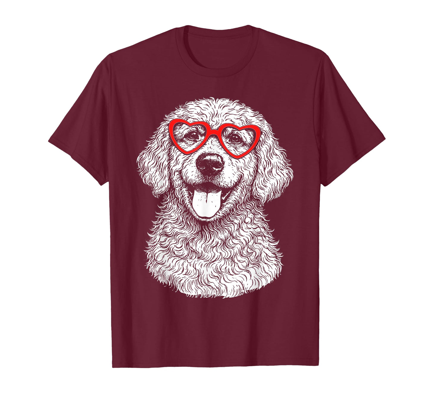 Funny Goldendoodle Face Heart Glasses Dog Valentine’s Day T-Shirt