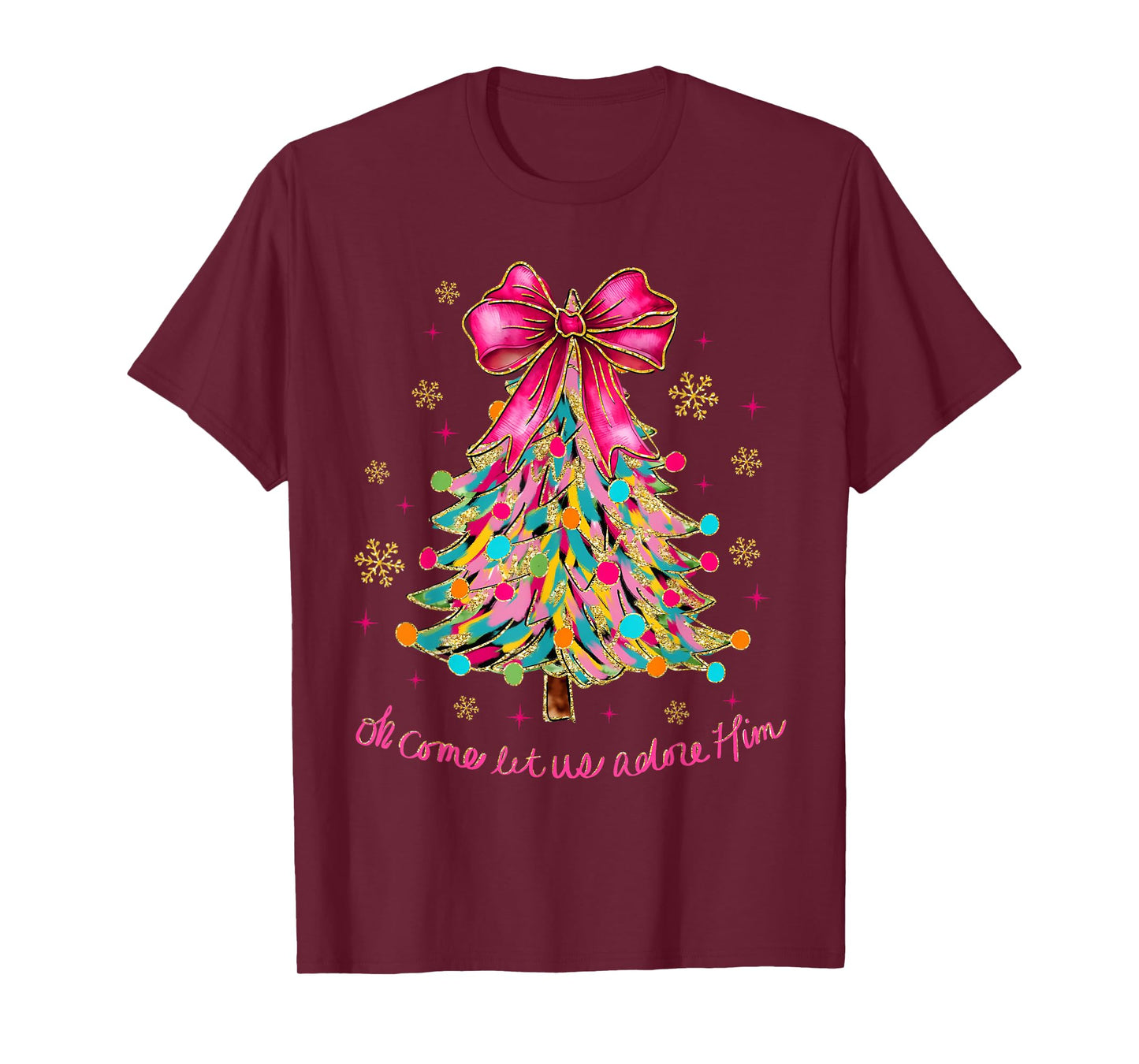 Oh Come Let Us Adore Him Jesus Christian Holiday Christmas T-Shirt