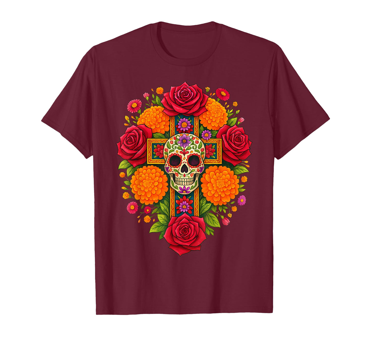 De Los Muertos Day of The Dead Sugar Skull Christian Women T-Shirt