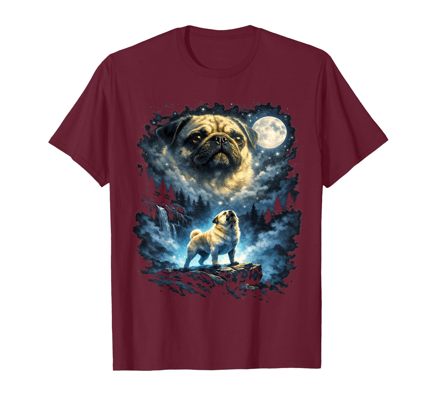 Pug Howling At Moon T-Shirt