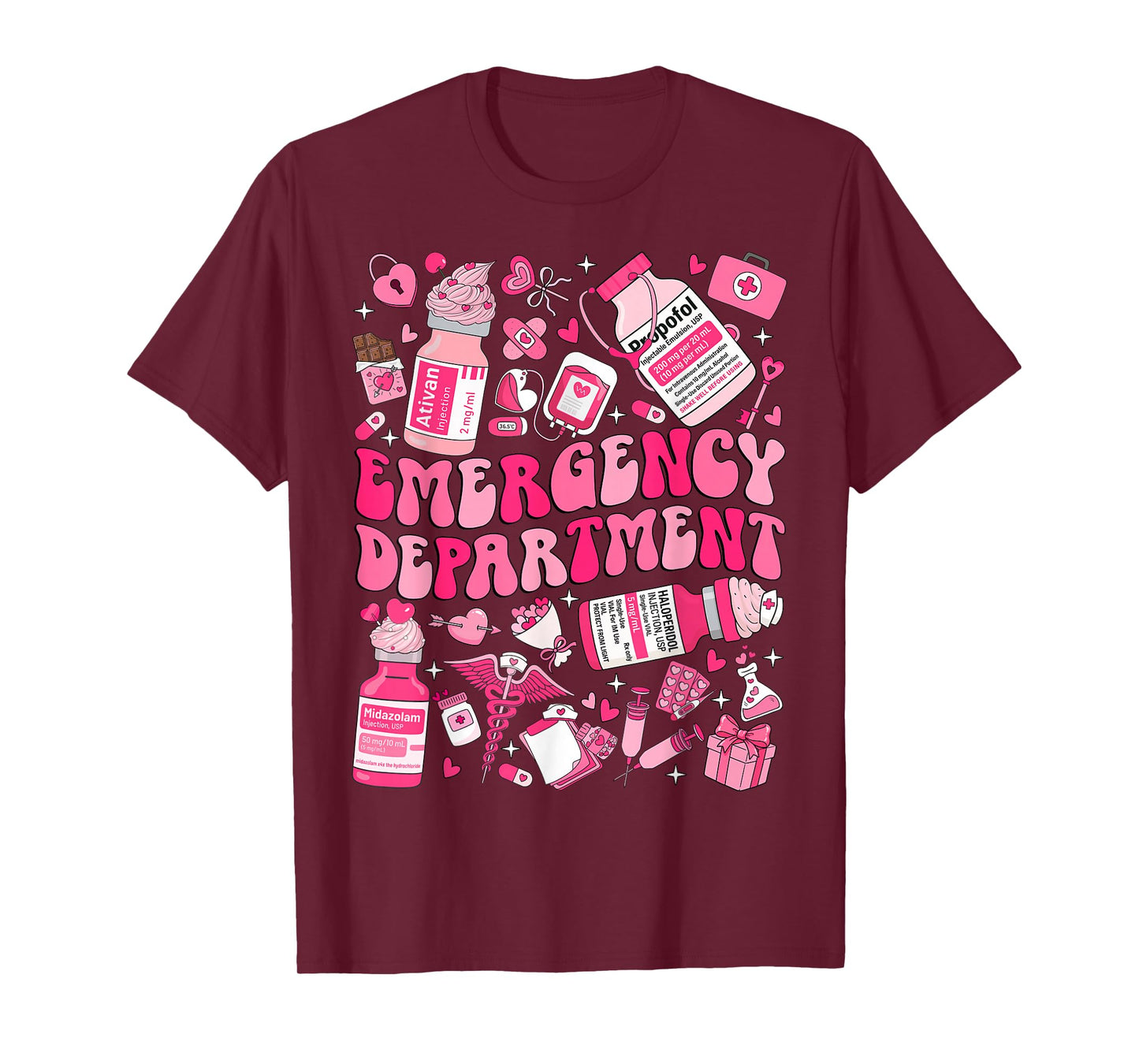 Retro Emergency Department ED ER Nurse Valentine Day Women T-Shirt