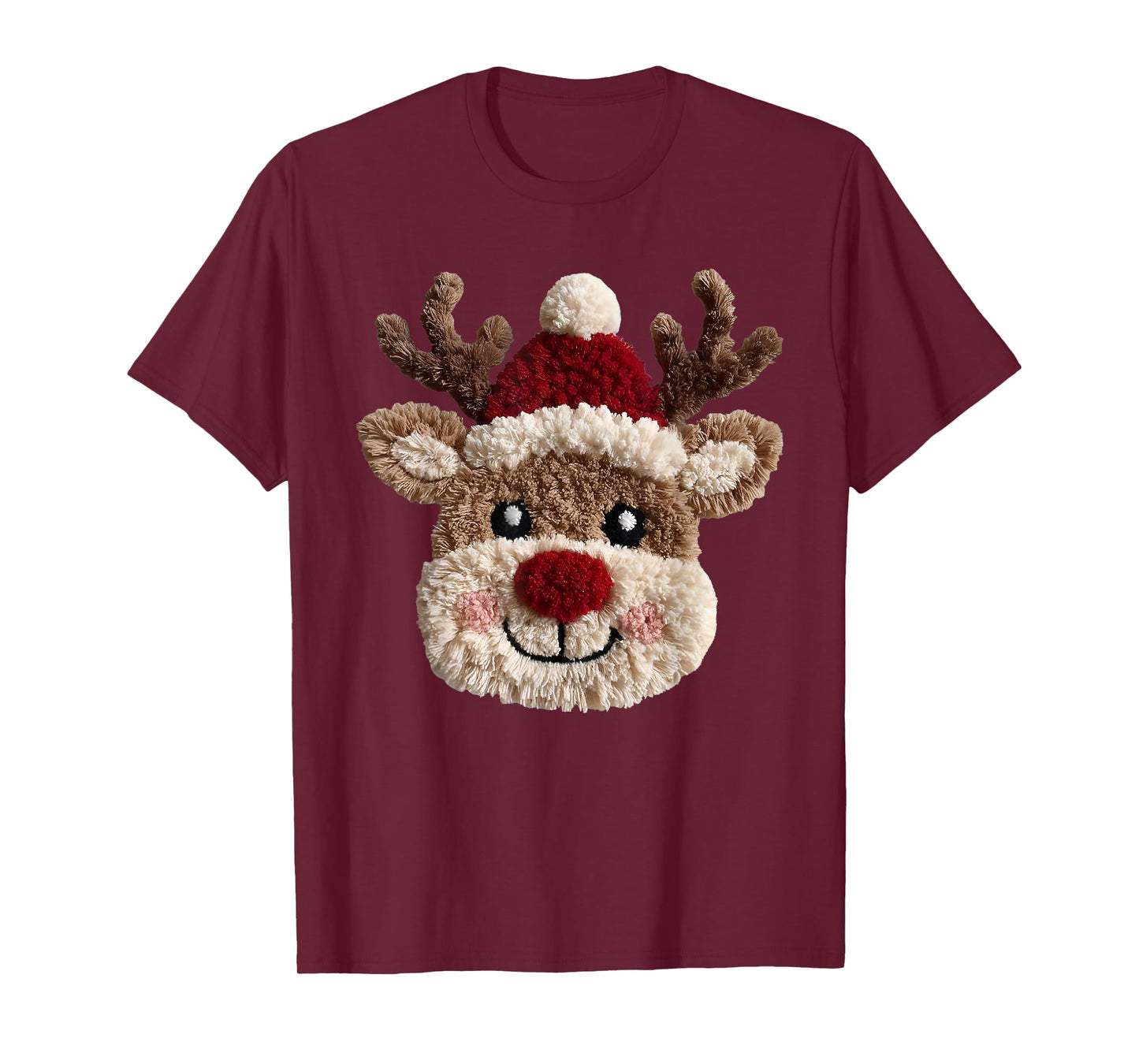 Cute Reindeer Rudolph Crochet Xmas Pajamas Holiday Christmas T-Shirt