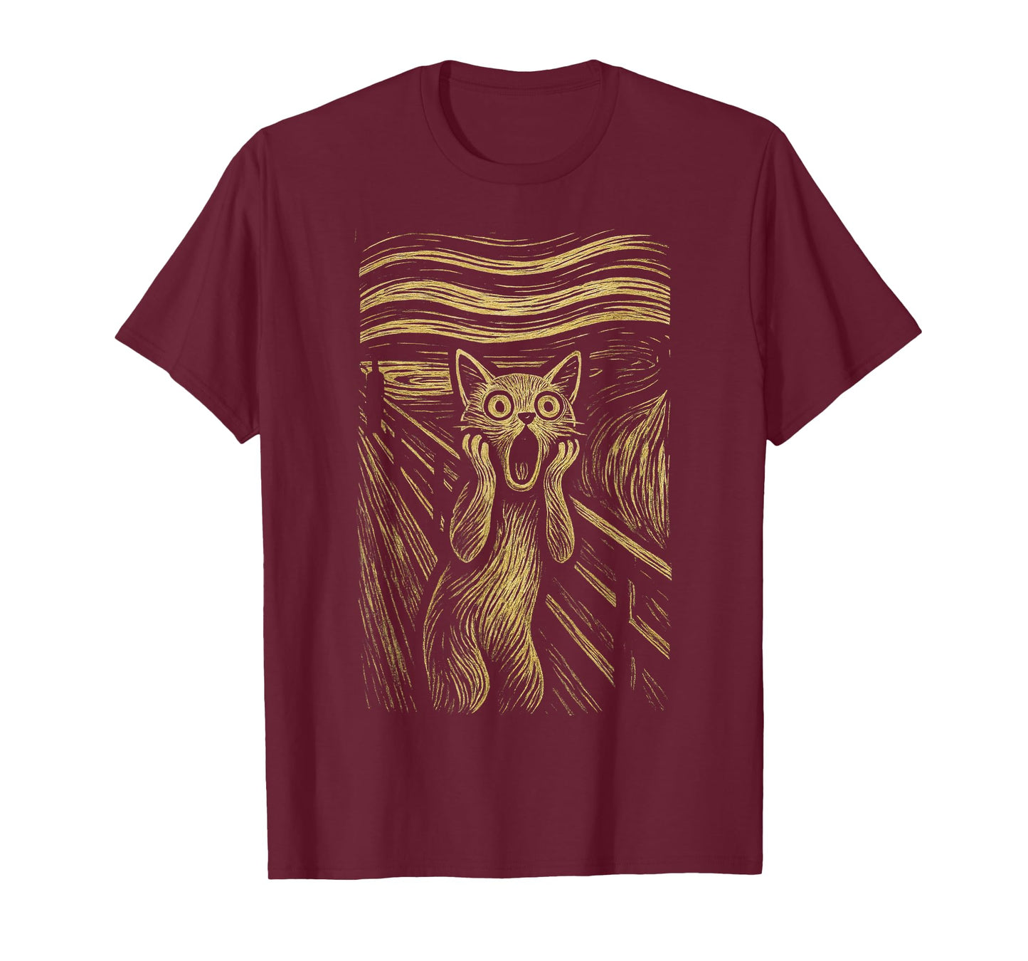 The Scream Funny Cat Grunge Painting by Munch Graphic Art T-Shirt