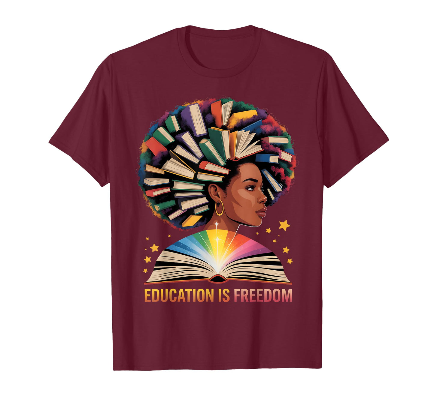 Education is Freedom Afro Women Book Illustration Teacher T-Shirt