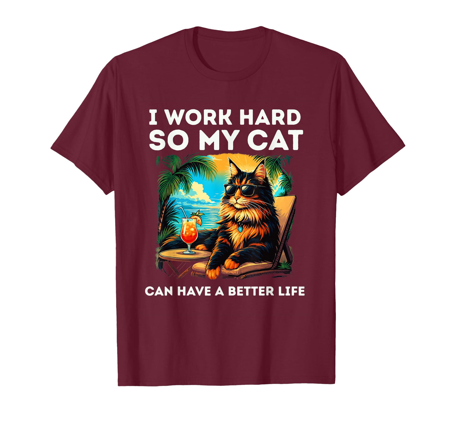 Funny Maine Coon Cat Lover Design I Work Hard Maine Coon Cat T-Shirt