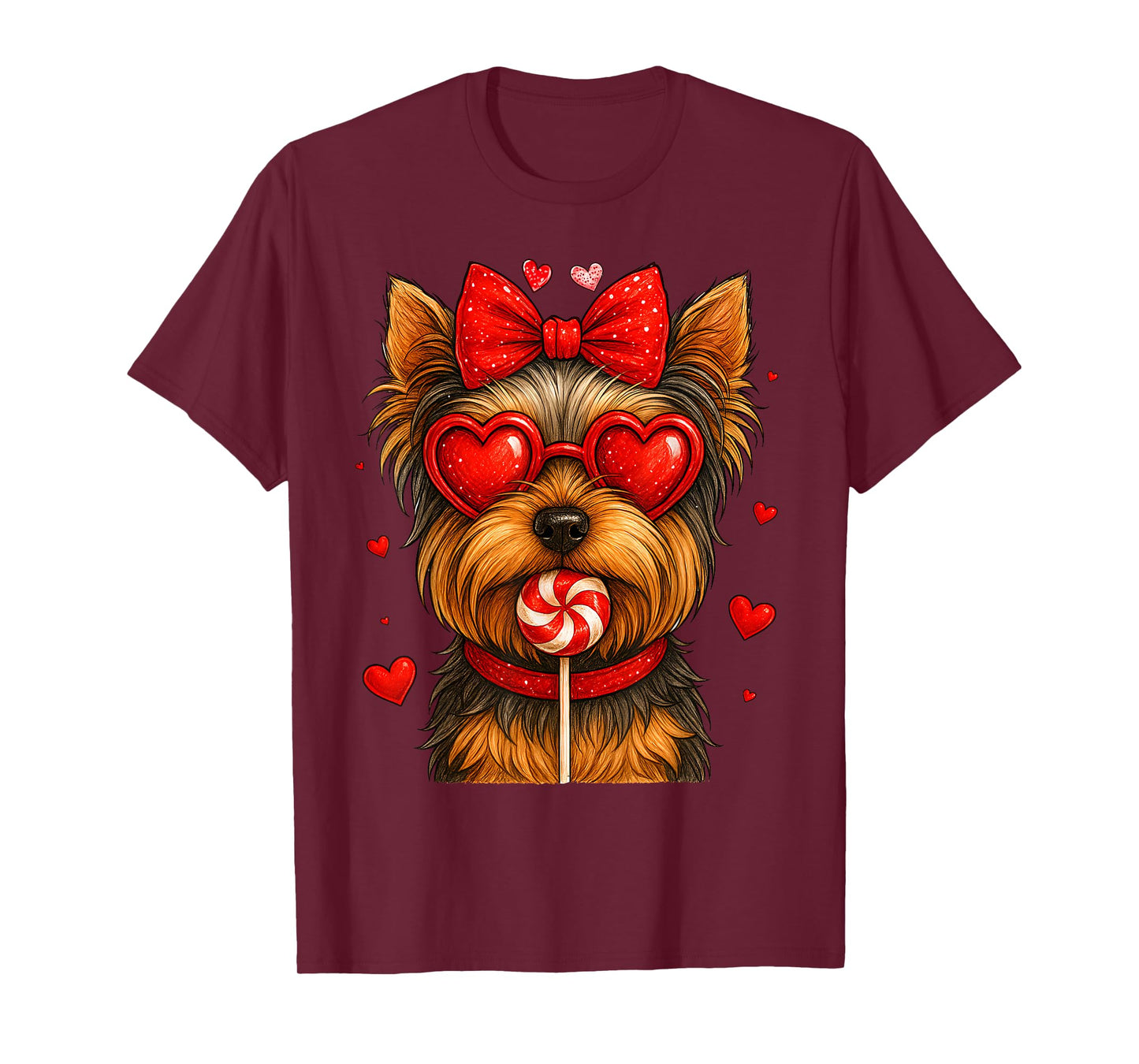 Cute Yorkshire Terrier Yorkie Valentine Heart Candy Kid Girl T-Shirt