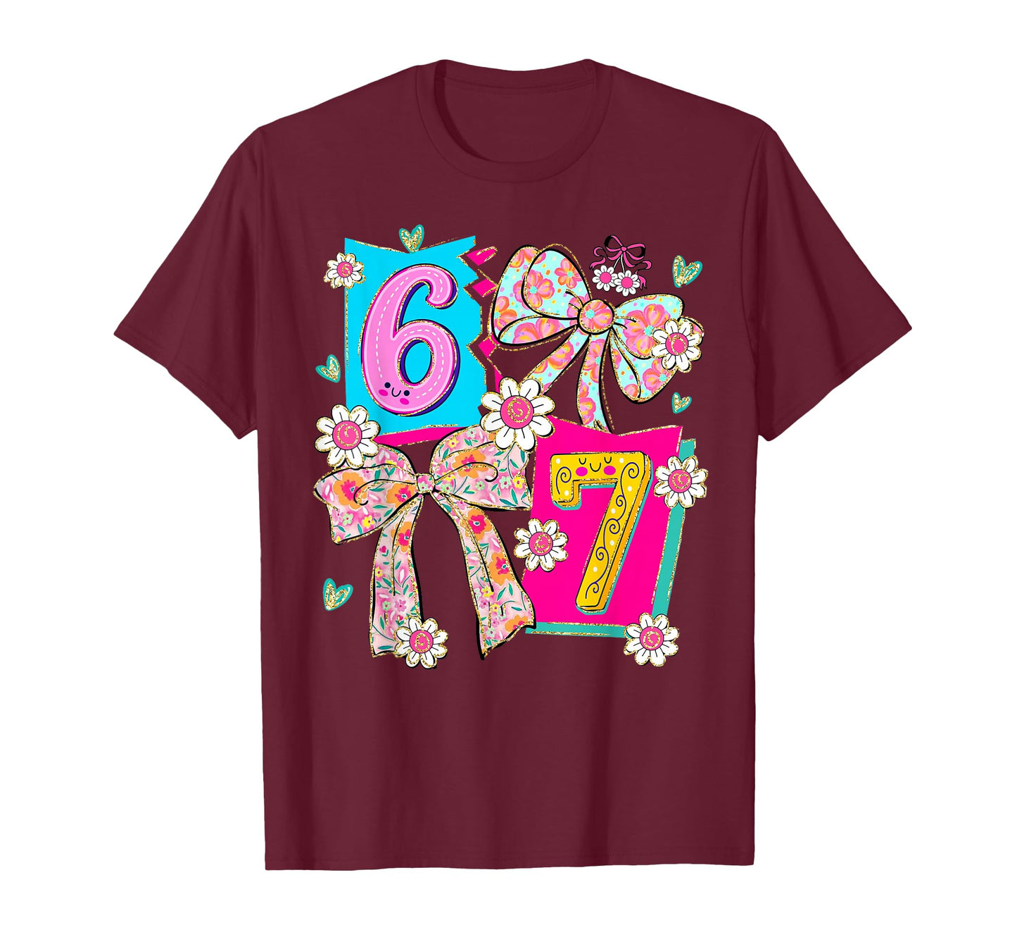 Funny 67 Coquette Bow Design for Girly Aesthetic Lovers T-Shirt
