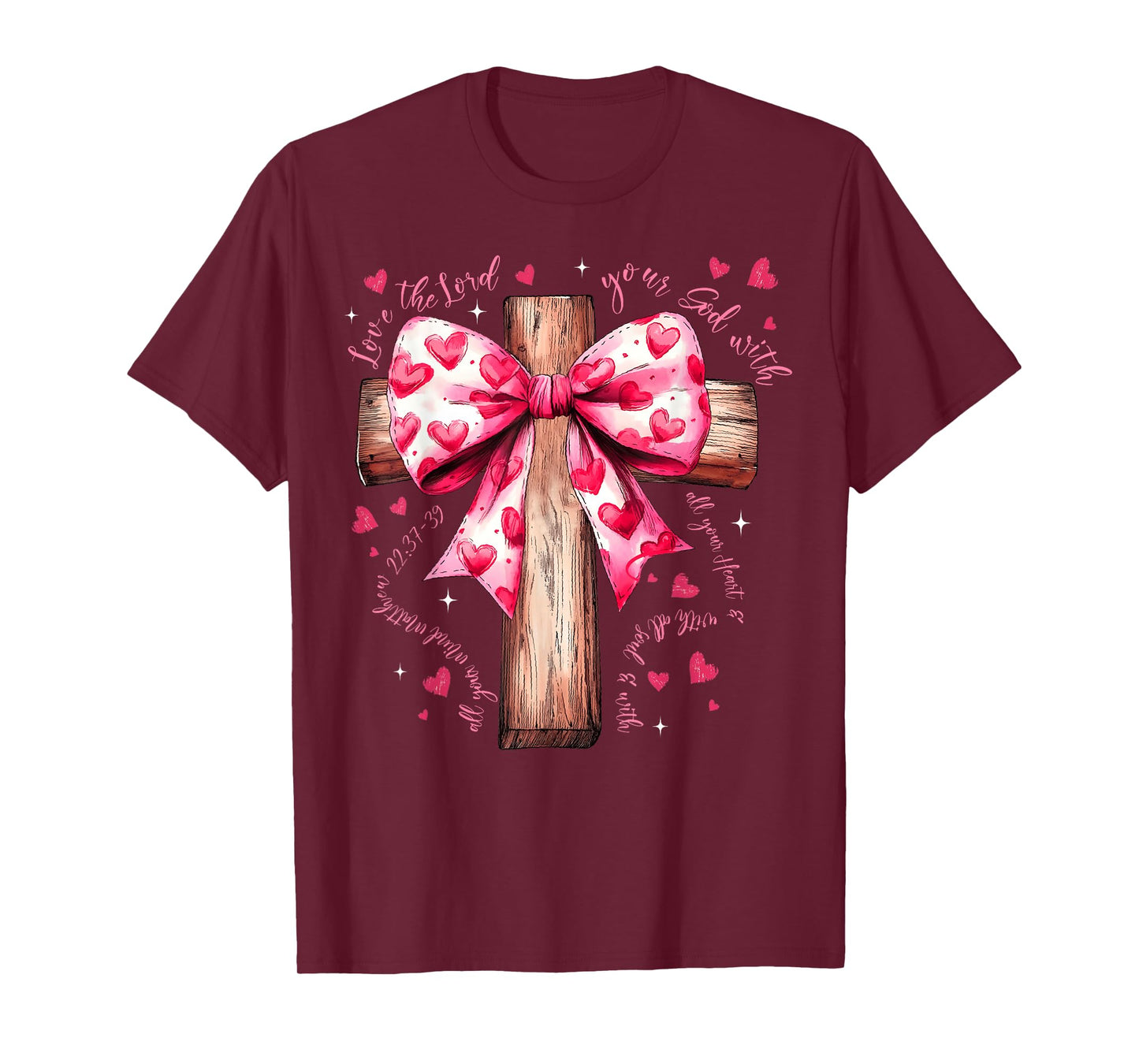 Valentine Jesus Coquette Bow Bible Verse Christian Women T-Shirt