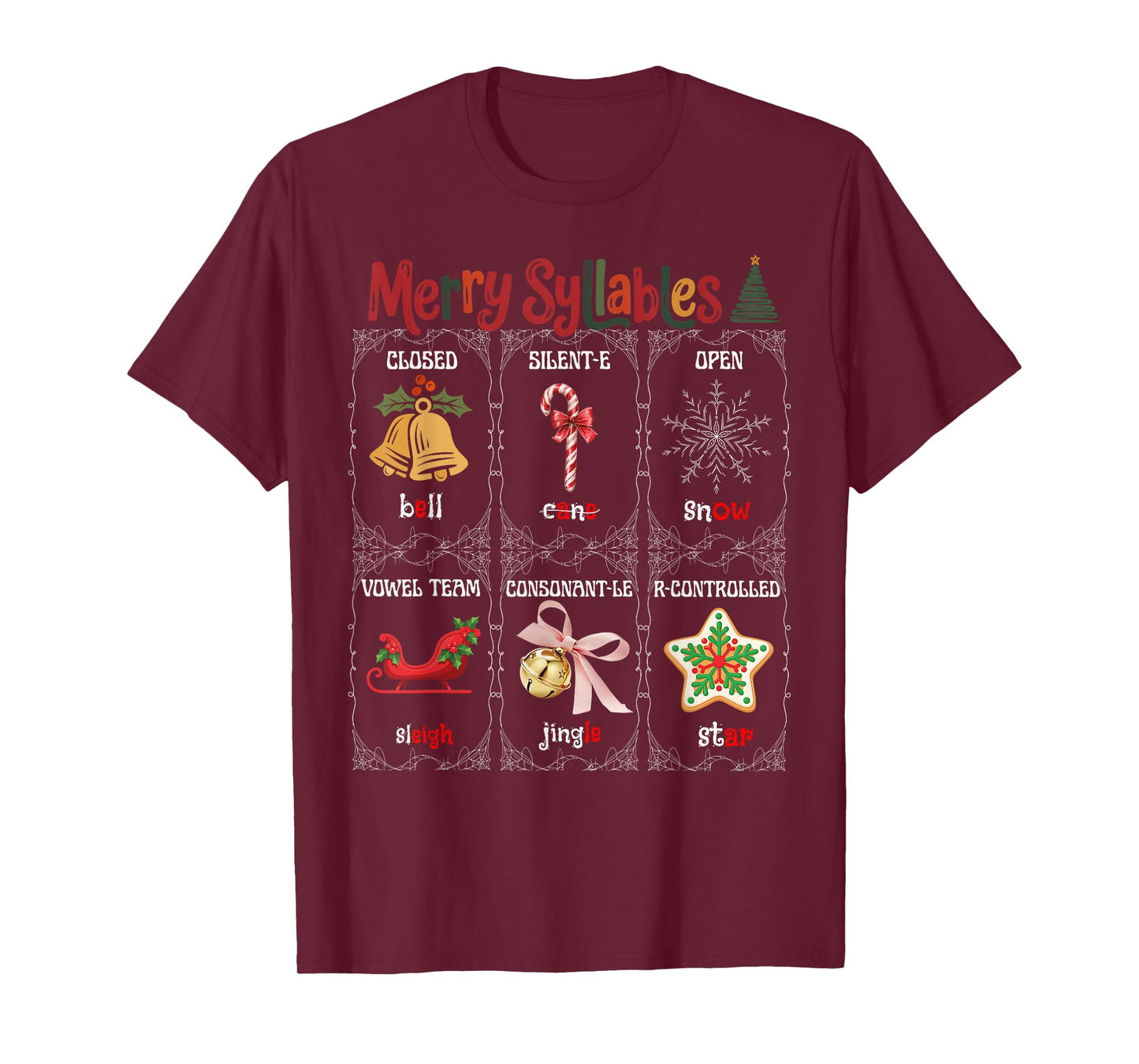 Merry Syllables Teacher Funny Christmas Educational Kids T-Shirt