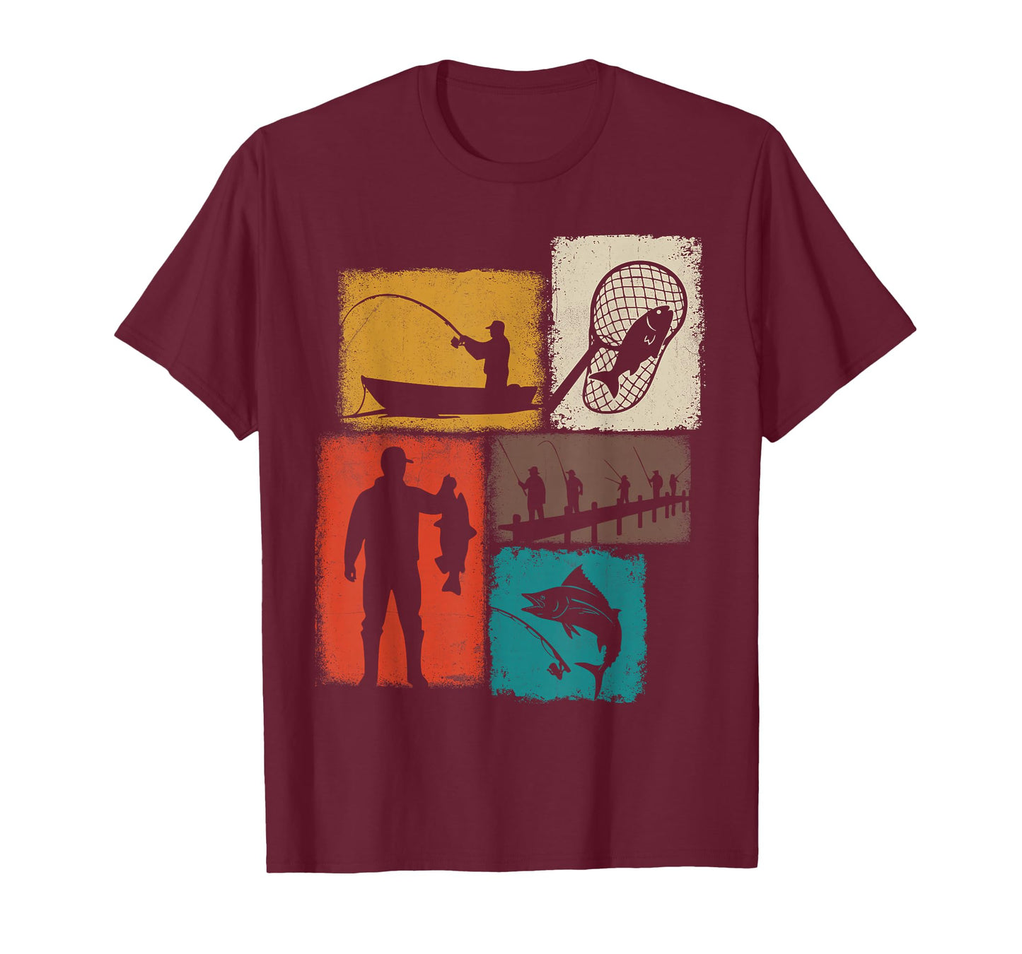 Fisherman Vintage Collage Fishing Men Fisher Dad T-Shirt