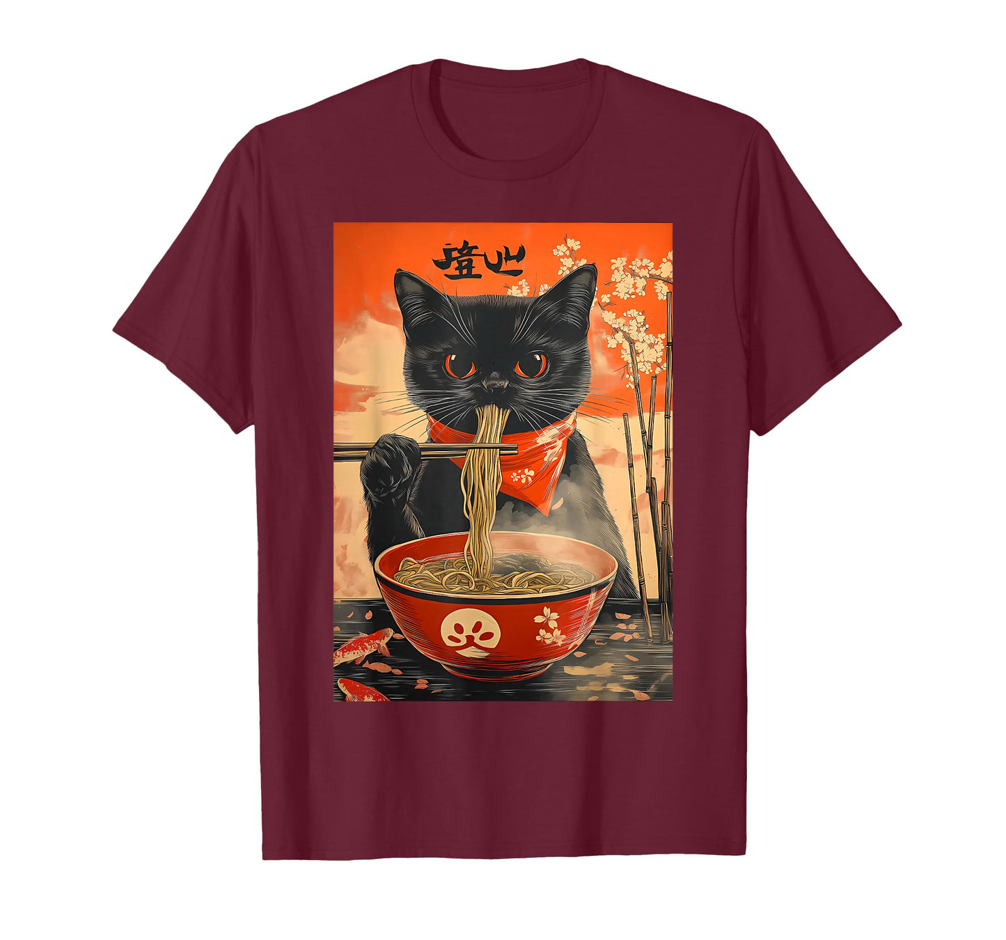 Cat Eat Ramen Japanese Funny Graphic Kawaii Cat Anime Gifts T-Shirt
