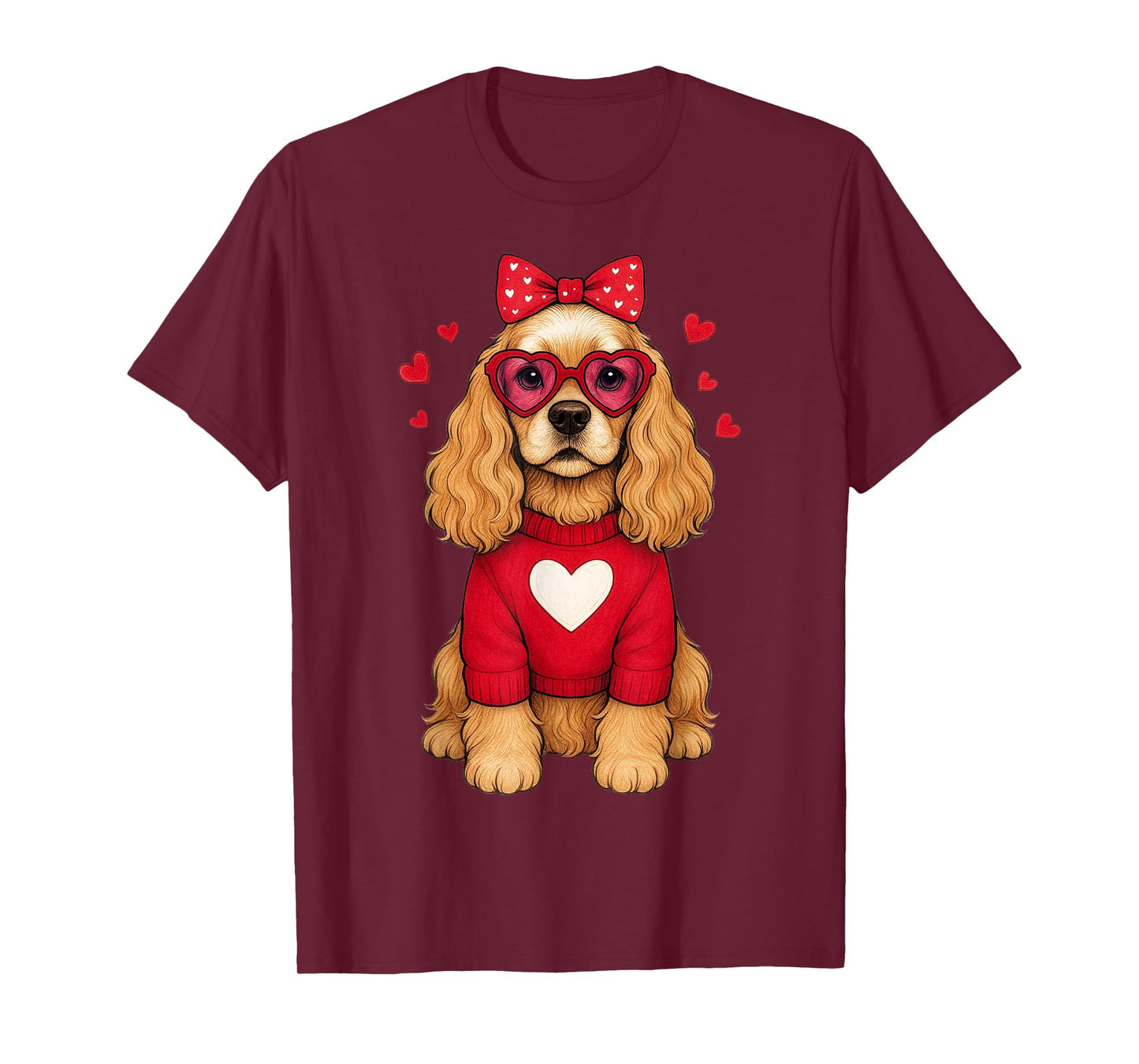 American Cocker Spaniel Dog Valentines Day Heart Dog Sweater T-Shirt