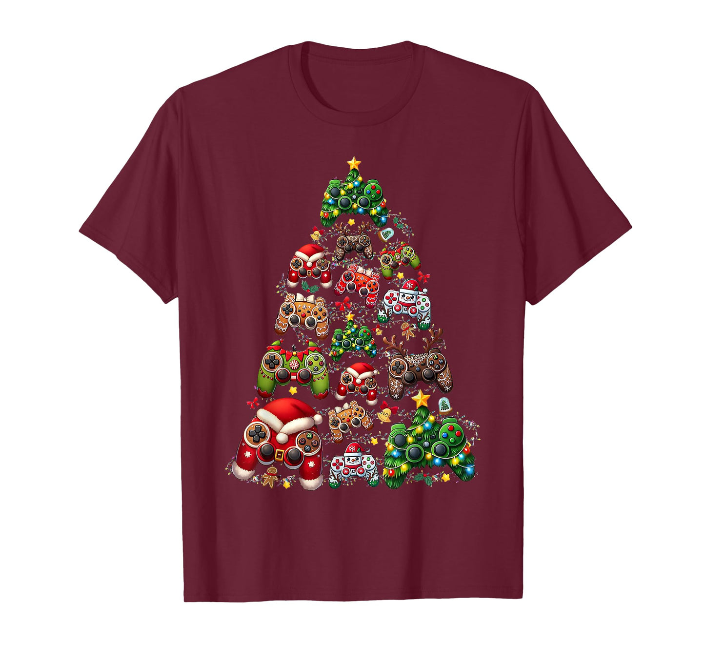 Funny Retro Christmas Gaming Controller Xmas Tree Gamer T-Shirt