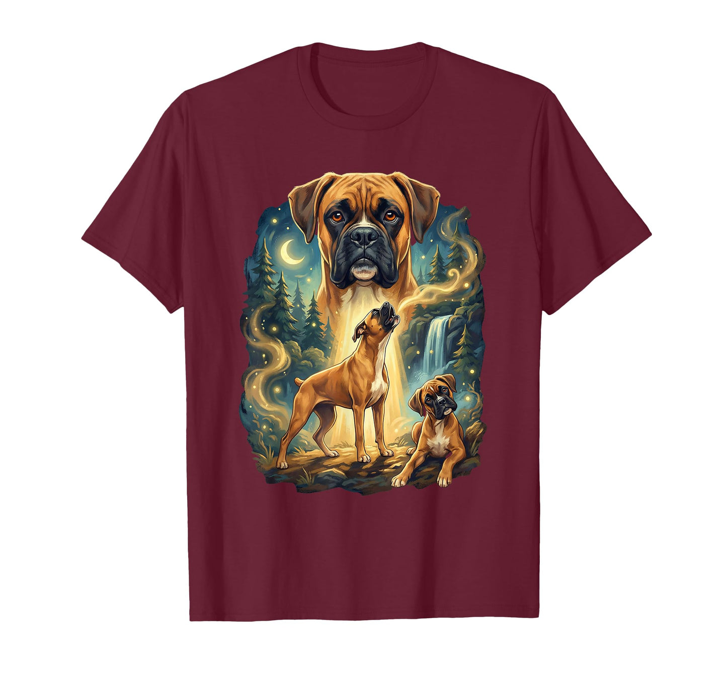 Boxer Howling to The Moon Night Dog Art T-Shirt