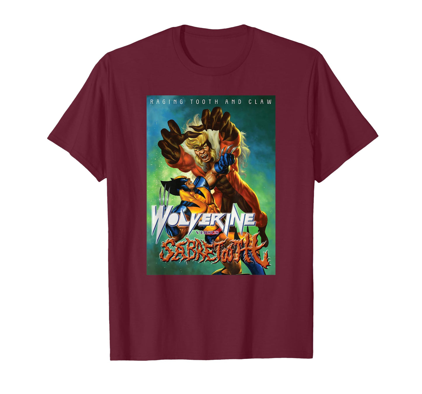 Marvel X-Men Wolverine Versus Sabretooth Cool Poster T-Shirt