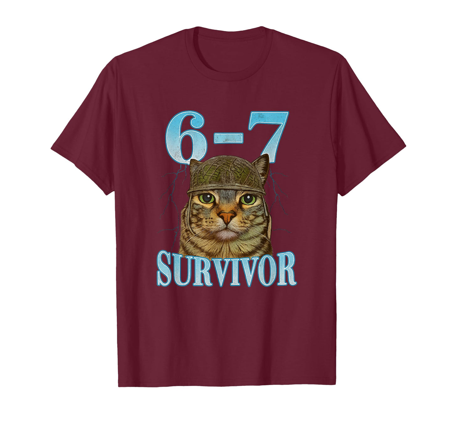 Funny Saying 67 Cats Tummy Ache Survivor Cat Meme six Seven T-Shirt