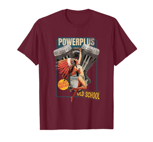 Gilroy Indian Powerplus Bottlecap Old School Biker Moto T-Shirt