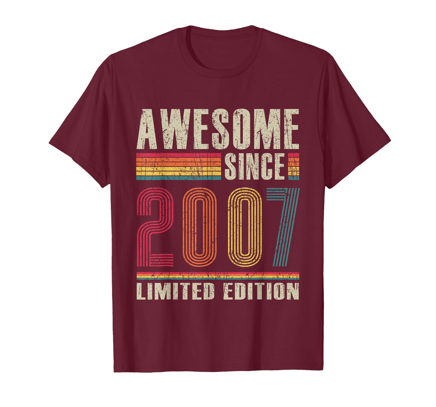 Vintage Awesome Since 2007 18 Years Old 18th Birthday T-Shirt