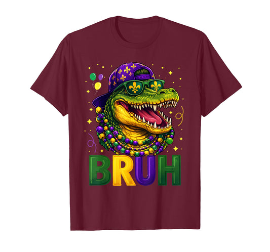 Boys Mardi Gras Bruh Mardigator Alligator Carnival Teen Kids T-Shirt