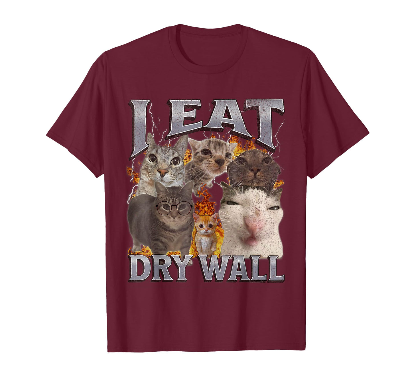 I Eat Drywall Funny Cat Meme Bootleg Graphic T-Shirt